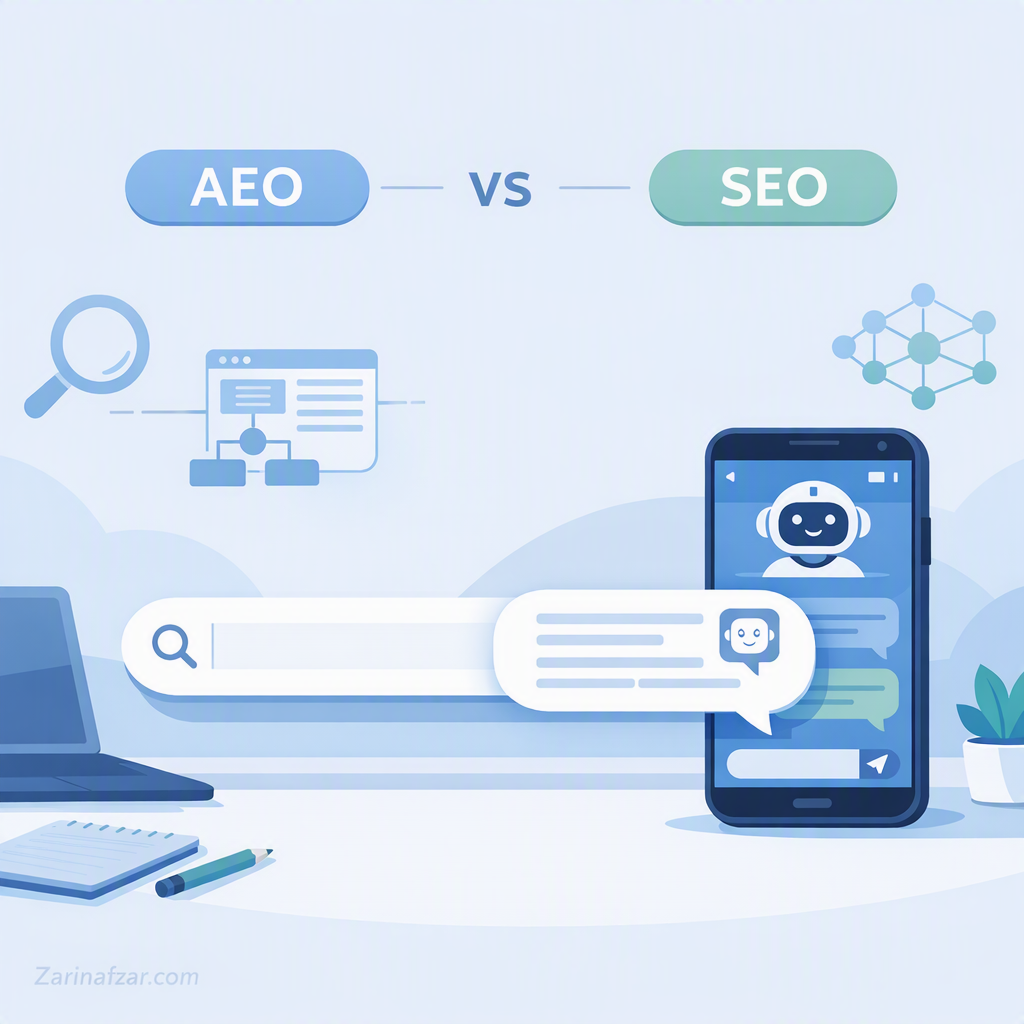 بهینه‌سازی برای موتورهای پاسخ‌گو؛ راهنمای کامل AEO و تفاوت آن با SEO